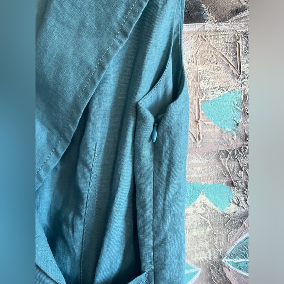 NWT Talbots 100 % Linen Blue Belted Dress size 8P - Picture 10 of 11